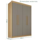 Ver imagem 3 de Guarda-Roupa 4 Portas 3 Gavetas 100% MDF Veneza Cinza/Jequitibá/Granizo