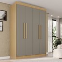 Ver imagem 1 de Guarda-Roupa 4 Portas 3 Gavetas 100% MDF Veneza Cinza/Jequitibá/Granizo