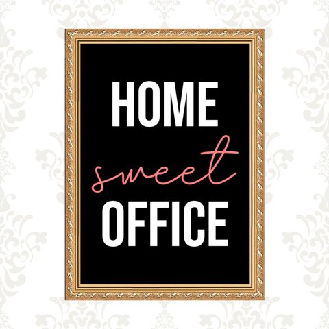 Quadro Moldura Dourada Home Sweet Office 24x18cm:com Vidro