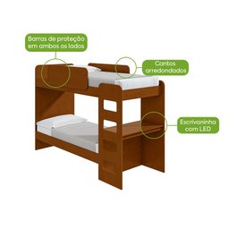 Beliche Solteiro Cantos Arredondados com Led Olga - Lopas Frassino - 3