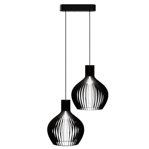 Luminária Teto tipo Pendente KAZAN MDF - Completa - Cor: Preta