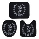 Ver imagem 2 de Tapete Jogo de Banheiro Preto Antiderrapante Kit 3 Peças Ramos Cinza