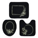 Ver imagem 2 de Tapete Jogo De Banheiro Preto Antiderrapante Kit 3 Peças Rosas Marfim