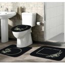 Ver imagem 1 de Tapete Jogo De Banheiro Preto Antiderrapante Kit 3 Peças Rosas Marfim