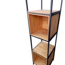 Ver imagem 3 de Estante Organizadora Modelo Industrial com Nichos - Ferro Preto e Madeira Tonalidade Castanheira
