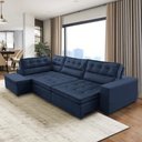 Ver imagem 3 de Sofá de Canto Retrátil e Reclinável com Molas 3,00x2,00 Esquerdo Marília Suede Azul Rover &