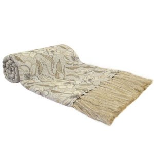 Manta para Sofá Dupla Face Royalle Floral Branco/Bege - 135x250cm