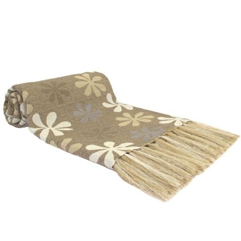 Manta para Sofá Dupla Face Royalle Flores Branco/Bege - 135x250cm