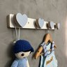 Cabideiro de Parede Infantil Coração Suporte Gancho Roupas:azul - 2