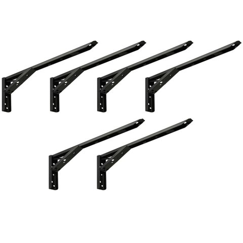 Kit 03 Pares Suporte para Mesa Dobrável Retrátil 30 Cm H02 Mão Francesa Preto - Lyam