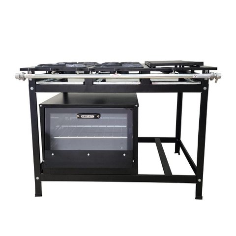 Fogão 4 Bocas Cefaz com Forno e Chapa Linha Gold Alta Pressão Cfzg-128C