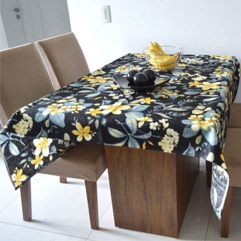 Toalha de Mesa Wendy Plantas Black - 140x300cm