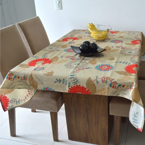 Toalha de Mesa Wendy Plantas Claro - 140x140cm
