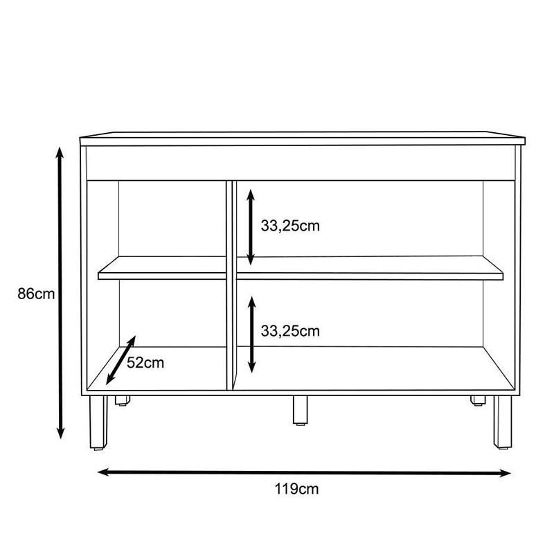 Balcão Karen 119cm 3 Portas Nature/Off White com Tampo MDP - Peternella Móveis - 4