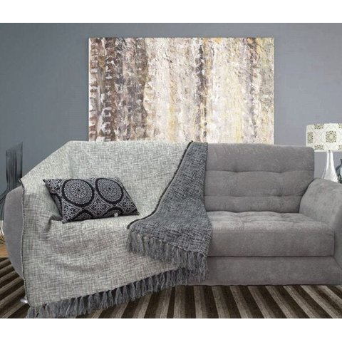 Manta para Sofá Dupla Face Jacquard Nice Cinza/Preta - 135x200cm