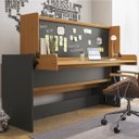 Ver imagem 2 de Cama de Solteiro First Horizontal com Baú Office 205x137cm Onix/Freijó Fhso