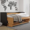 Ver imagem 1 de Cama de Solteiro First Horizontal com Baú Office 205x137cm Onix/Freijó Fhso