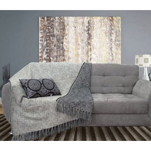 Manta para Sofá Dupla Face Jacquard Nice Cinza/Preta - 135x150cm