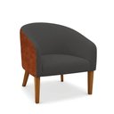 Ver imagem 2 de Poltrona Sala Decorativa Stella Pé Madeira Trapézio Castanho Sintético Pu Nozes/bouclê Grafite D03 -