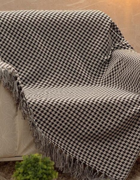 Manta para Sofá Dupla Face Jacquard Pied de Poule Preto/Branco - 135x150cm - 2