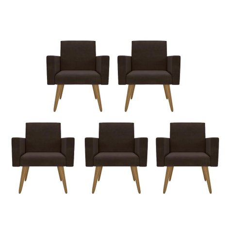 Kit 5 Poltronas: Elegância e Glamur Absolutos no Salão Marrom