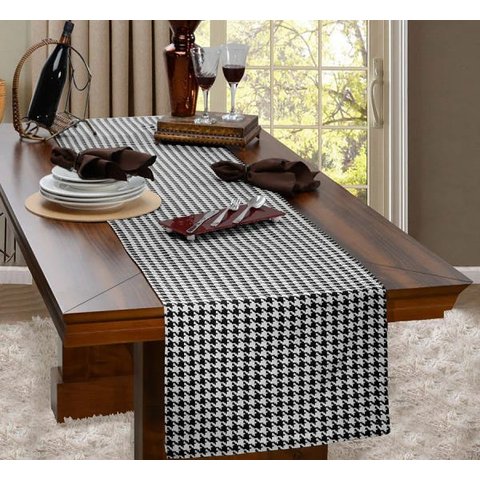 Caminho de Mesa Jacquard Bahamas Preto - 43x220cm