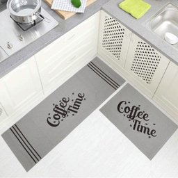 Jogo Tapete Cozinha Areia Algodão Antiderrapante 3 Peças Coffee - 1