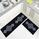 Ver imagem 1 de Jogo Tapete Cozinha Preto Algodão Antiderrapante Kit 3 Peças Maze