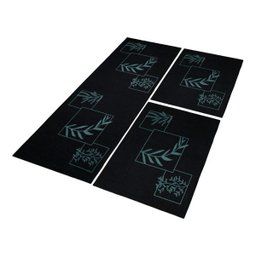 Jogo Tapete Cozinha Preto Algodão Antiderrapante 3 Peças Folhas - 2