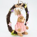 Ver imagem 2 de Guirlanda Coelha de Páscoa em Palha Decoração Enfeite 28cm