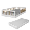 Ver imagem 2 de Cama Montessoriana Infantil Berço Grade de Proteção Quarto da Criança com Colchão Cor Branco/nature