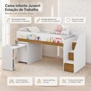 Ver imagem 6 de Cama Juvenil com Estação de Trabalho 230cm Branco/Carvalho - Completa Móveis