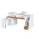 Ver imagem 5 de Cama Juvenil com Estação de Trabalho 230cm Branco/Carvalho - Completa Móveis
