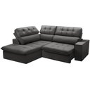 Ver imagem 1 de Sofá 3 Lugares Retrátil Reclinável Chaise Esquerdo 243cm Solin F04 Veludo Grafite - Lyam Decor