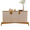 Ver imagem 4 de Aparador Buffet Genova 3 Portas 144cm Off White Nature Bechara Móveis