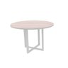 Mesa de Reunião Redonda 110x110cm Pé Tubular Pe25 em MDP Nogueira Casablanca e Base Branca - 1