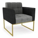 Ver imagem 4 de Sofá Namoradeira e Poltrona Base Industrial Dourado Elisa Preto/linho Grafite A26 D03 - D'Rossi
