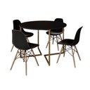 Ver imagem 6 de Mesa Jantar Industrial Redonda 110Cm Preta Base V Dourada Com 4 Cadeiras Madeira Pretas Cor: Preto