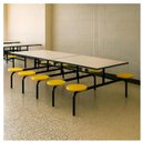 Ver imagem 7 de Mesa para Refeitório Fixa 10 Lugares Mdp Branco de 25 Mm - Assento Amarelo - 50105