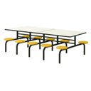 Ver imagem 1 de Mesa para Refeitório Fixa 10 Lugares MDP Branco de 25 mm - Assento Amarelo - 50105