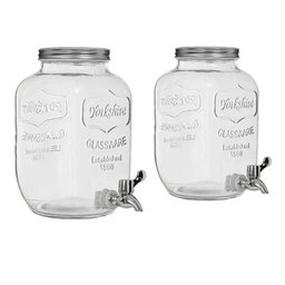 Suqueira Dupla Vidro 10 Litros com Suporte Kit Conjunto Dispenser Refresqueira Agua Sucos Bebidas - 1 Suqueira Dupla Vidro 10 Litros com Suporte Kit Conjunto Dispenser Refresqueira Agua Sucos Bebidas - 1