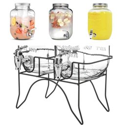 Suqueira Dupla Vidro 10 Litros com Suporte Kit Conjunto Dispenser Refresqueira Agua Sucos Bebidas - 6 Suqueira Dupla Vidro 10 Litros com Suporte Kit Conjunto Dispenser Refresqueira Agua Sucos Bebidas - 6