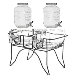 Suqueira Dupla Vidro 10 Litros com Suporte Kit Conjunto Dispenser Refresqueira Agua Sucos Bebidas - 3 Suqueira Dupla Vidro 10 Litros com Suporte Kit Conjunto Dispenser Refresqueira Agua Sucos Bebidas - 3