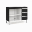 Ver imagem 3 de Balcão Gabinete de Pia 100 cm 2 Portas Andréia sem Tampo - AJL Móveis:Preto