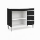 Ver imagem 4 de Balcão Gabinete de Pia 100 cm 2 Portas Andréia sem Tampo - AJL Móveis:Preto