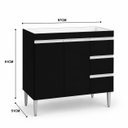 Ver imagem 2 de Balcão Gabinete de Pia 100 cm 2 Portas Andréia sem Tampo - AJL Móveis:Preto
