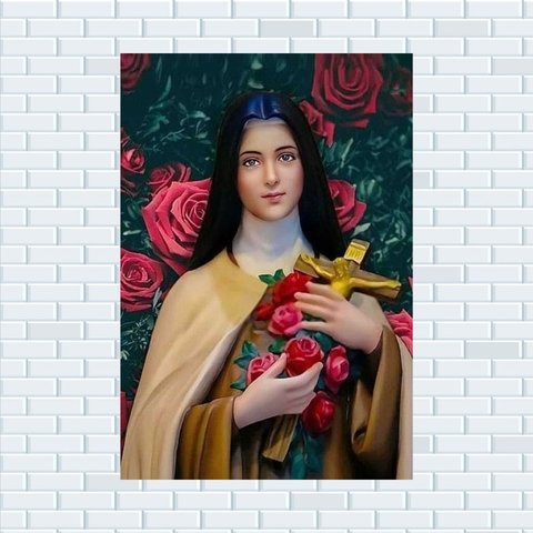 Placa Decorativa MDF Santa Terezinha Tamanho 20x27cm