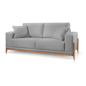 Sofá 3 Lugares Fixo Living Paris Suede Cinza Claro 2,10m