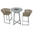 Ver imagem 1 de Conjunto Bistrô Champanheira Cinza Tampo Ripado e 2 Banquetas Reis Corda Náutica Rami