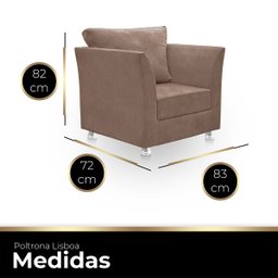Poltrona Decorativa para Sala e Quarto Lisboa Suede - 3